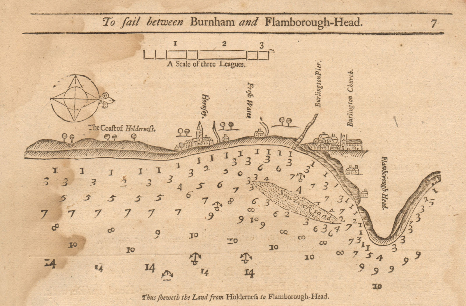 Holderness Bridlington Flamborough Head. MOUNT & PAGE sea coast chart 1749 map